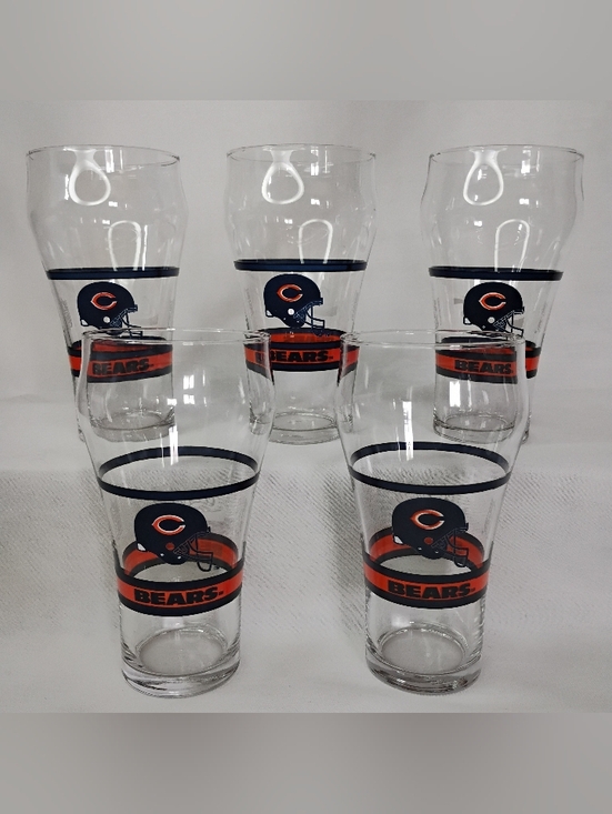 NFL Other - Vintage 5pc Set Chicago Bears Coca-Cola Bar Pub Glasses NFL Football Drinkware